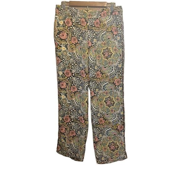 Paisley Print Pants Women's Relaxed Fit Multicolor Bohemian Casual Trousers - Picture 1 of 5